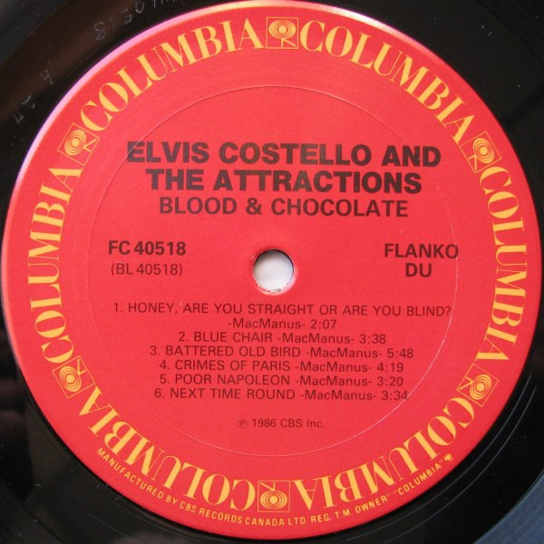 Elvis Costello & The Attractions - Blood & Chocolate [Vinyl] | Columbia (FC 40518) - 4