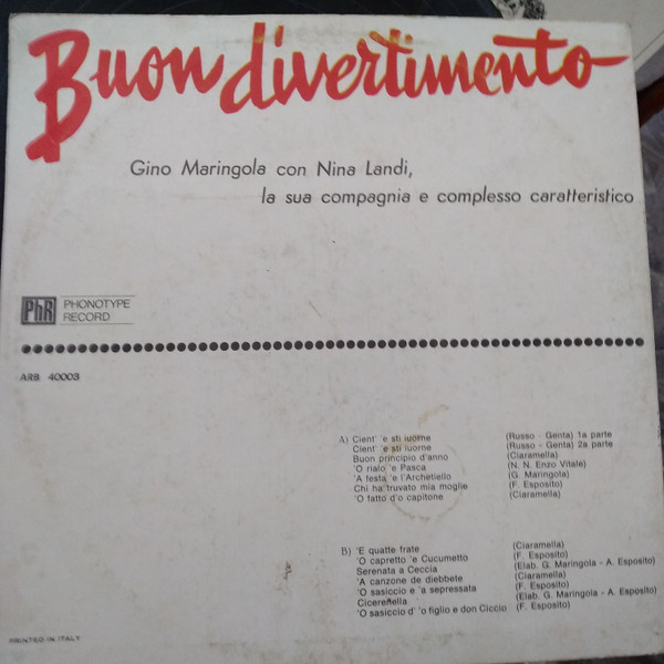 Gino Maringola con Nina Landi - Buon Divertimento | Phonotype Record (ARB 40003) - 2