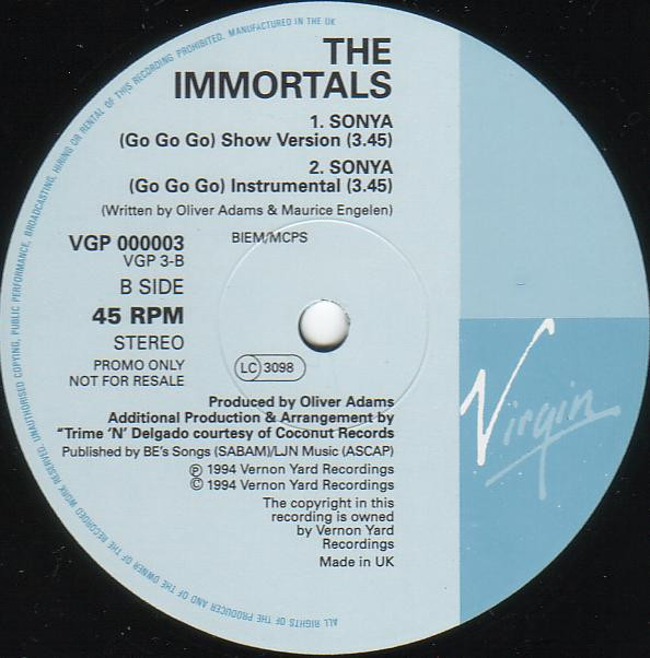 The Immortals - Sonya (Go Go Go) | Virgin (VGP 000003) - 2
