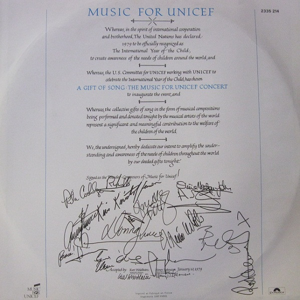 Various - Music For Unicef Concert: A Gift Of Song | Polydor (2335 214) - 4