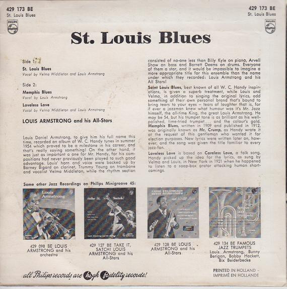Louis Armstrong And His All-Stars - St. Louis Blues | Philips (429 173 BE) - 2 Louis Armstrong And His All-Stars - St. Louis Blues | Philips (429 173 BE) - 2