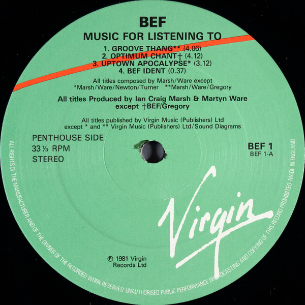 British Electric Foundation - Music For Listening To | Virgin (BEF 1) - 3