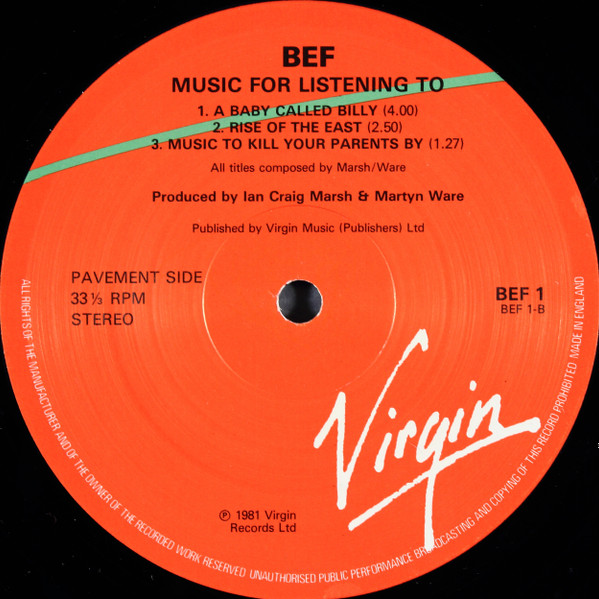 British Electric Foundation - Music For Listening To | Virgin (BEF 1) - 4
