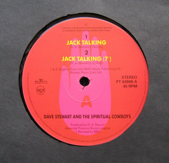 Dave Stewart And The Spiritual Cowboys - Jack Talking | RCA (PT 43908) - 2
