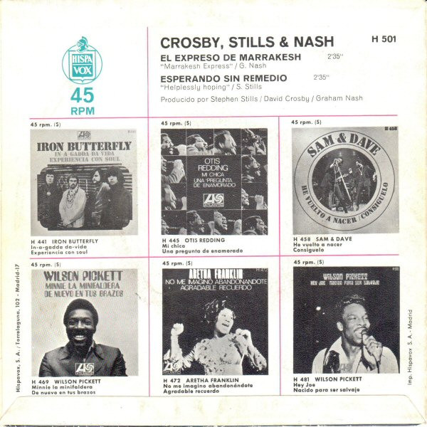 Crosby, Stills & Nash - El Expreso De Marrakesh / Esperando Sin Remedio | Atlantic (H 501)