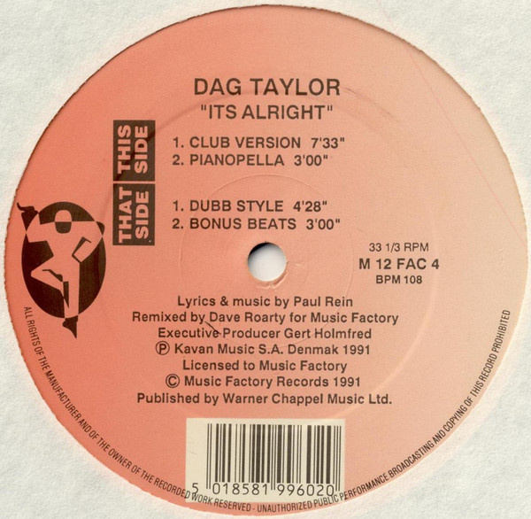 Dag Taylor - It's Alright | Music Factory Records (M 12 FAC 4)