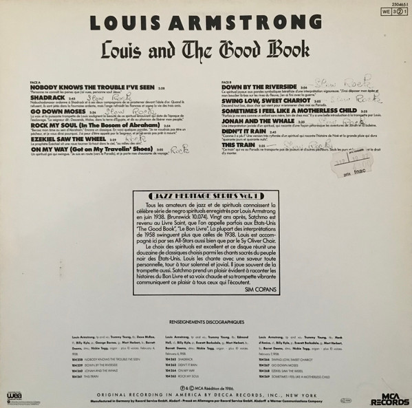 Louis Armstrong And His All-Stars With The Sy Oliver Choir - Louis And The Good Book | MCA Records (250465-1) - 2 Louis Armstrong And His All-Stars With The Sy Oliver Choir - Louis And The Good Book | MCA Records (250465-1) - 2