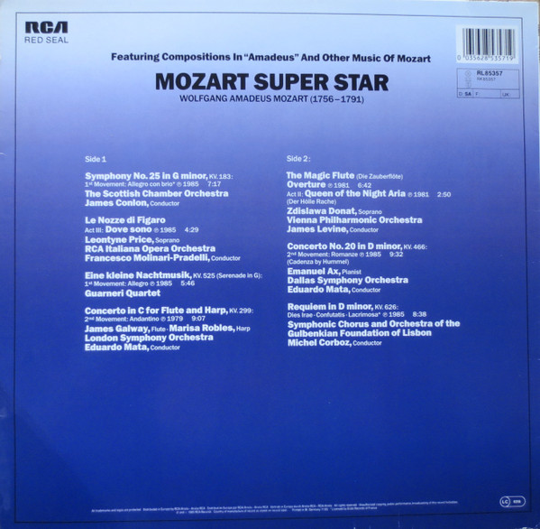 Wolfgang Amadeus Mozart - Mozart Superstar - Mozart At The Movies | RCA Records (RL85357) - 2