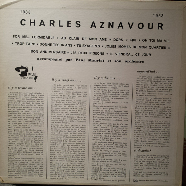 Charles Aznavour - Aznavour | Barclay (CBLP 2019) - 2