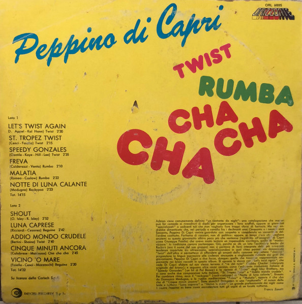 Peppino Di Capri - Twist Rumba Cha Cha Cha | Ricordi (ORL 8805) - 2