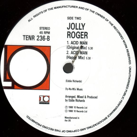 Jolly Roger - Acid Man (Techno Mix) | 10 Records (TENR 236) - 4 Jolly Roger - Acid Man (Techno Mix) | 10 Records (TENR 236) - 4