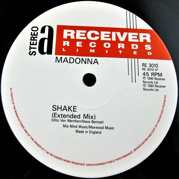 Madonna & Otto Von Wernherr - Shake | Receiver Records Limited (REPLAY 3010) - 3
