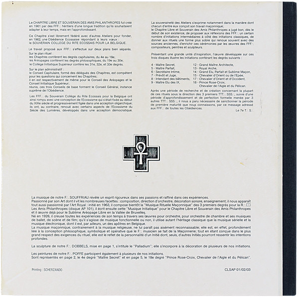 Arsène Souffriau - Musique Initiatique Du 4e Au 18e Degré | Chapitre Libre Et Souverain Des Amis Philanthropes En La Vallée De Bruxelles (CLSAP 01/02/03) - 2