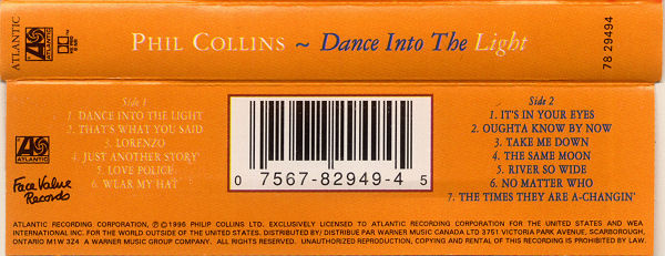 Phil Collins - Dance Into The Light | Atlantic (78 29494) Phil Collins - Dance Into The Light | Atlantic (78 29494)