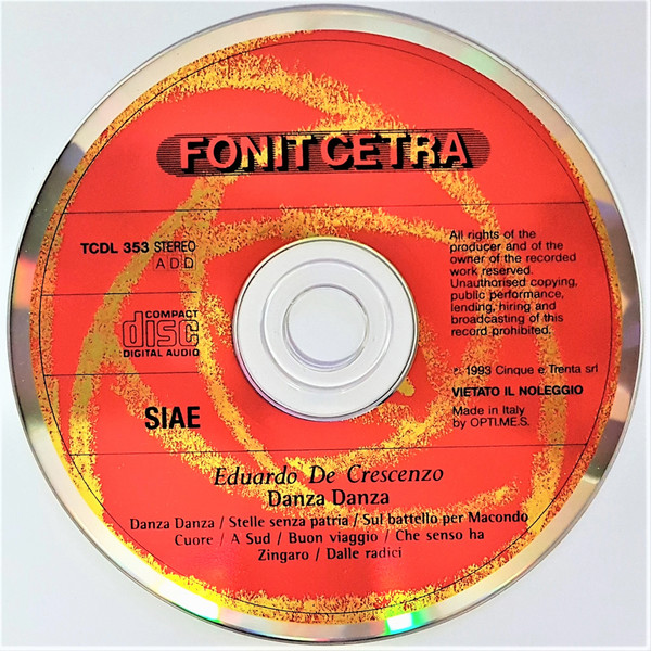 Eduardo De Crescenzo - Danza Danza | Fonit Cetra (TCDL 353) - 3