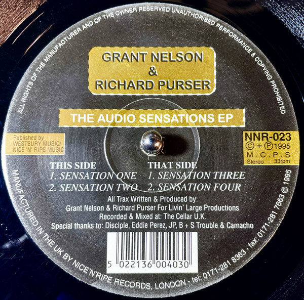 Grant Nelson & Richard Purser - The Audio Sensations EP | Nice 'N' Ripe (NNR-023) - main Grant Nelson & Richard Purser - The Audio Sensations EP | Nice 'N' Ripe (NNR-023) - main