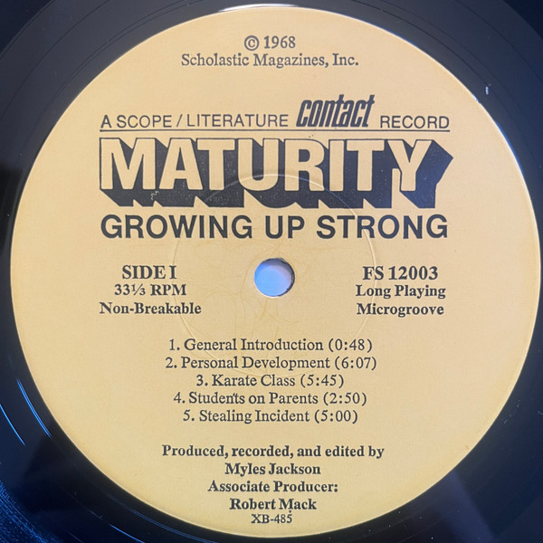 Myles Jackson - Maturity: Growing Up Strong | Scholastic Records (FS 12003) - 4