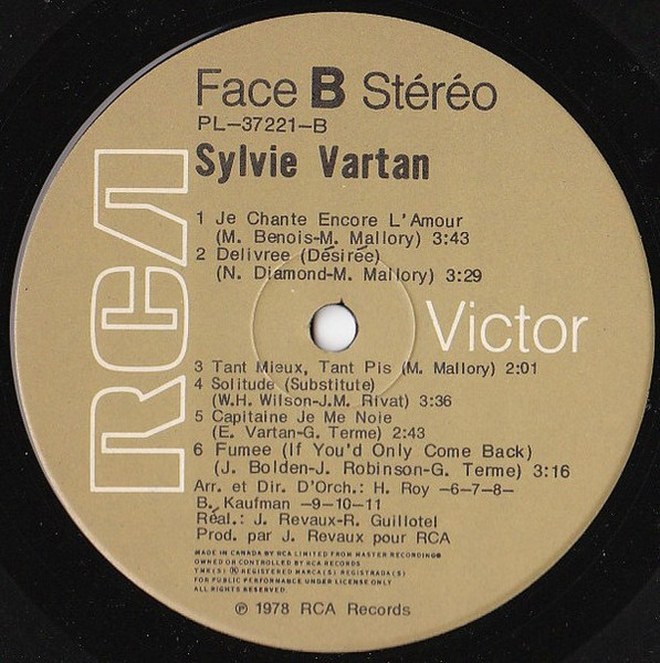 Sylvie Vartan - Fantaisie | RCA Victor (PL 37221) - 3