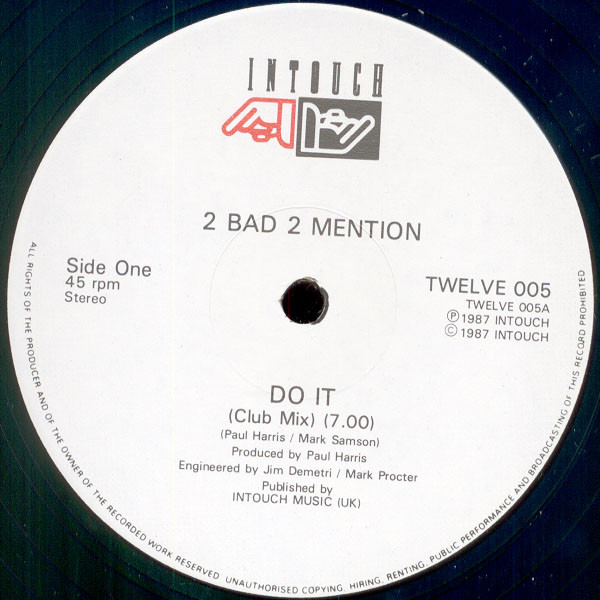 2 Bad 2 Mention - Do It | Intouch (TWELVE 005)