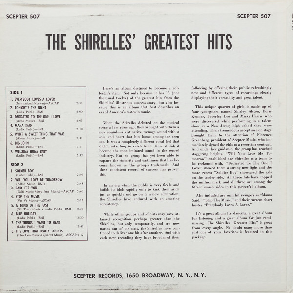 The Shirelles - The Shirelles Greatest Hits | Scepter Records (SCEPTER 507) - 2 The Shirelles - The Shirelles Greatest Hits | Scepter Records (SCEPTER 507) - 2