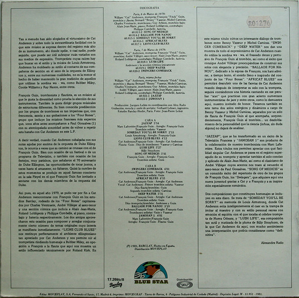 Cat Anderson / François Guin & The Four Bones - House Of Jazz Volume 14 | Barclay (17.2685/8) - 2