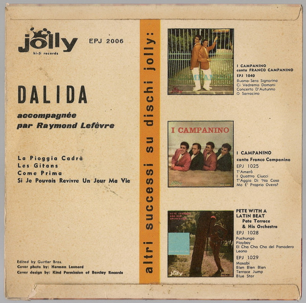 Dalida - Dalida | Jolly Hi-Fi Records (EPJ 2006) - 2 Dalida - Dalida | Jolly Hi-Fi Records (EPJ 2006) - 2