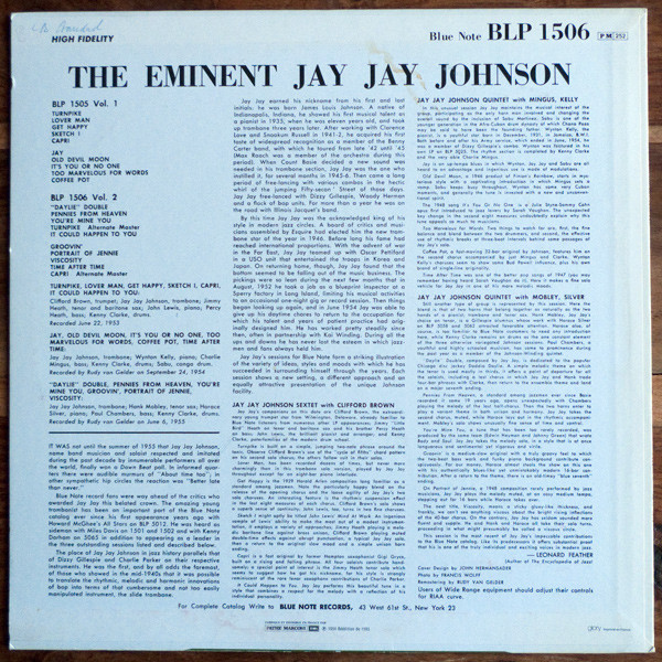 J.J. Johnson - The Eminent Jay Jay Johnson (Volume 2) | Blue Note (BLP 1506) - 2