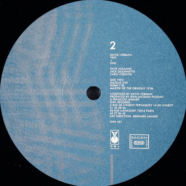 David Liebman - Trio + One | Owl Records (OWL 051) - 4 David Liebman - Trio + One | Owl Records (OWL 051) - 4