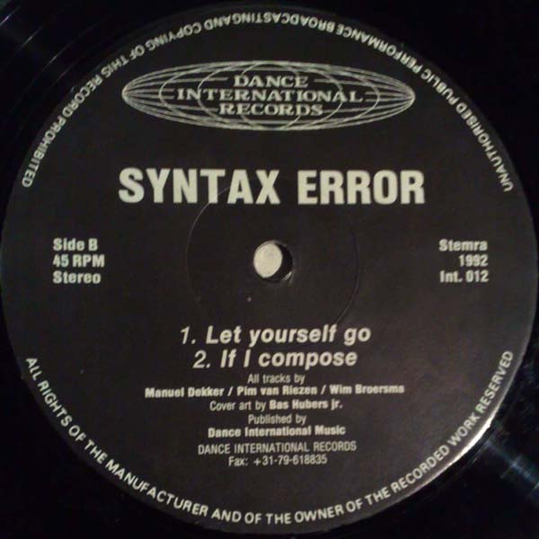 Syntax Error - Sequence Rape | Dance International Records (Int. 012) - 3