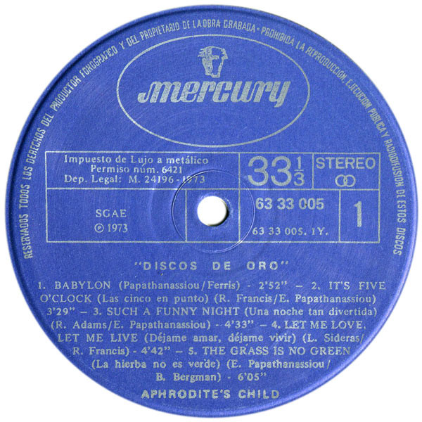 Aphrodite's Child - Disco De Oro | Mercury (63 33 005) - 3
