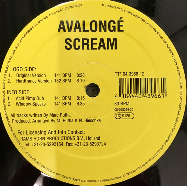 Avalongé - Scream | T.T.F. Records (TTF 04-3966-12)