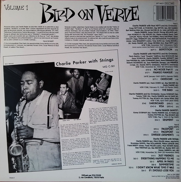 Charlie Parker - Bird On Verve - Volume 1 | Verve Records (817 442-1) - 2