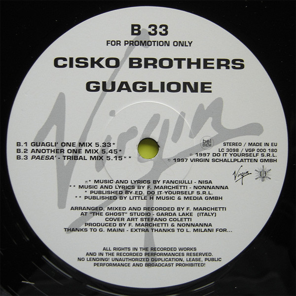 Cisko Brothers - Guaglione | Virgin (VGP 000180) - 2