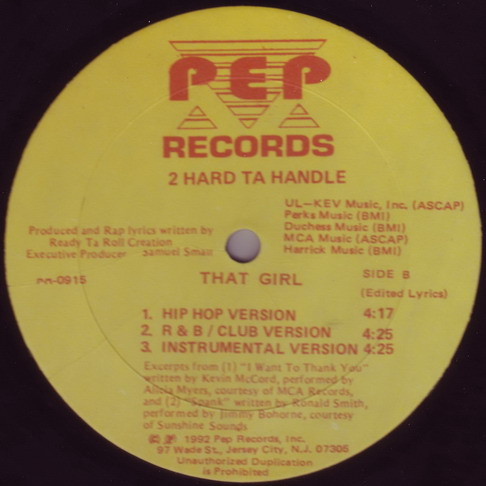2 Hard Ta Handle - That Girl | Pep Records (PR-0915) - main 2 Hard Ta Handle - That Girl | Pep Records (PR-0915) - main