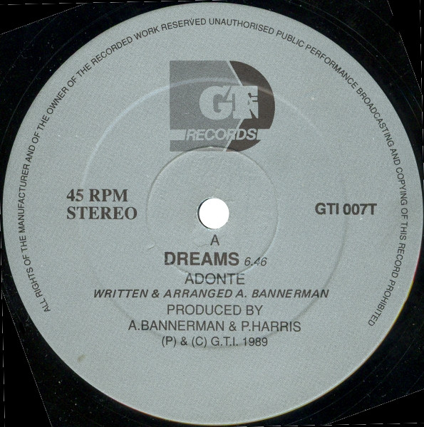 Adonte - Dreams | GTI Records (GTI 007T)