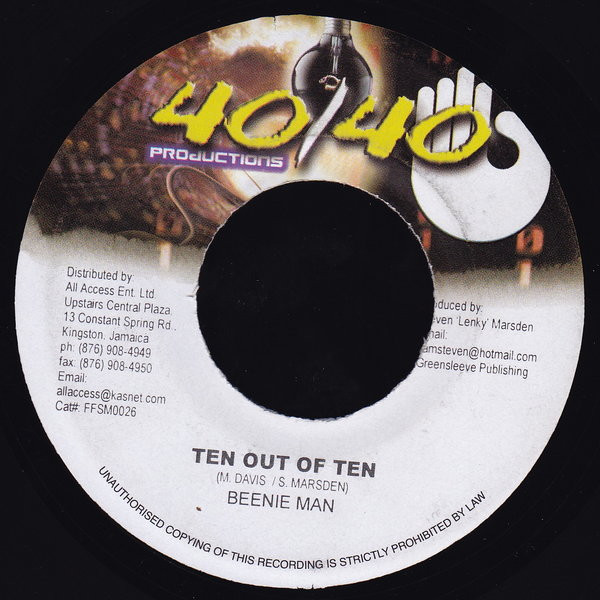 Beenie Man - Ten Out Of Ten | 40/40 Productions (FFSM0026) - main Beenie Man - Ten Out Of Ten | 40/40 Productions (FFSM0026) - main