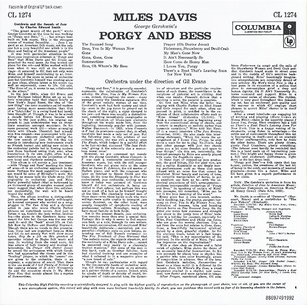Miles Davis - Porgy And Bess | Columbia (88697491992) Miles Davis - Porgy And Bess | Columbia (88697491992)