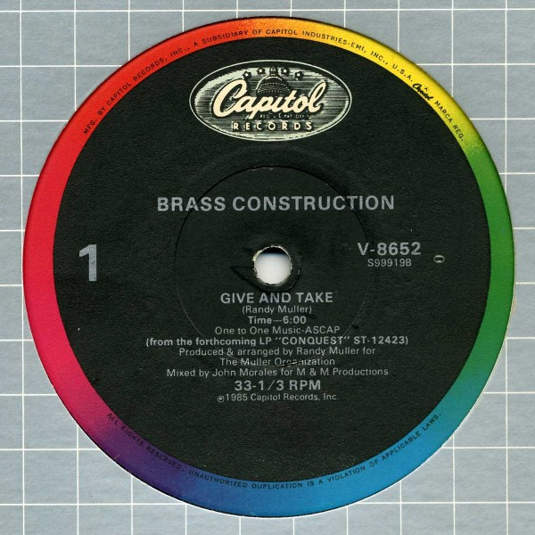 Brass Construction - Give And Take | Capitol Records (V-8652)