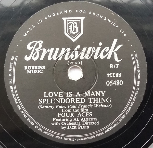 The Four Aces - Love Is A Many Splendored Thing / Shine On Harvest Moon | Brunswick (05480) - main