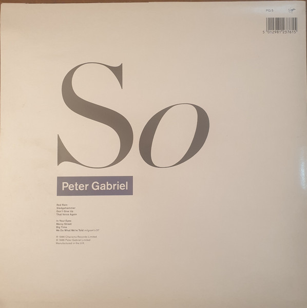 Peter Gabriel - So | Charisma (PG 5) - 2 Peter Gabriel - So | Charisma (PG 5) - 2