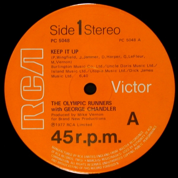 The Olympic Runners With George Chandler - Keep It Up | RCA Victor (PC 5048)