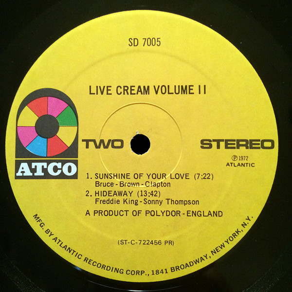 Cream - Live Cream Volume II | Atco Records (SD 7005) - 3