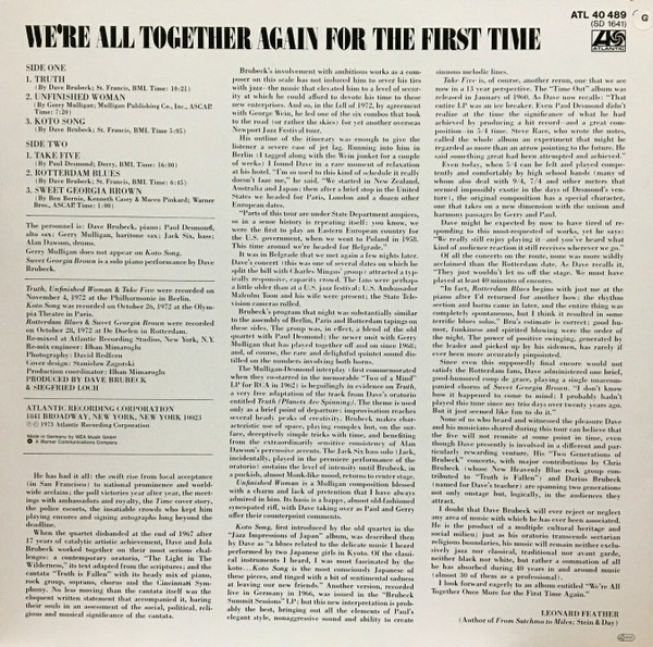 Dave Brubeck - We're All Together Again For The First Time | Atlantic (ATL 40 489) - 2