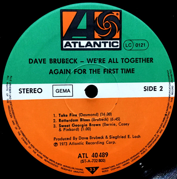 Dave Brubeck - We're All Together Again For The First Time | Atlantic (ATL 40 489) - 4
