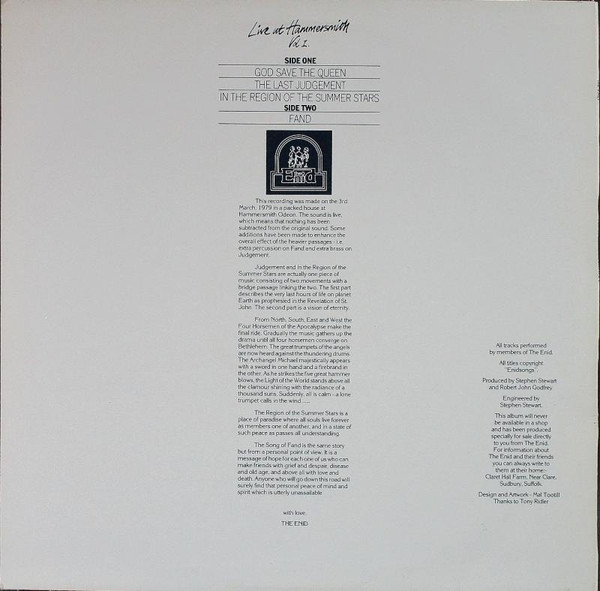 The Enid - Live At Hammersmith Vol 1. | Not On Label (The Enid Self-released) (ENID 1) - 2