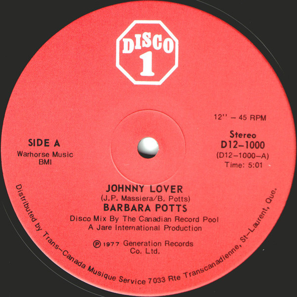 Barbara Potts - Johnny Lover | Disco 1 (D12-1000)