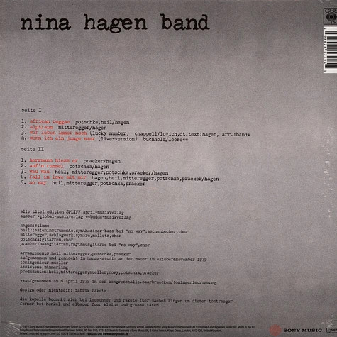 Nina Hagen Band - Unbehagen | CBS (19802857241) - 3