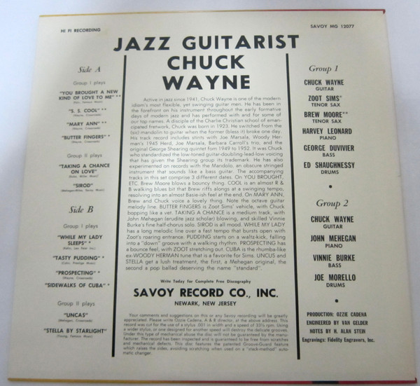 Chuck Wayne Featuring Zoot Sims , Brew Moore - The Jazz Guitarist | Savoy Records (KIJJ-2057) - 2 Chuck Wayne Featuring Zoot Sims , Brew Moore - The Jazz Guitarist | Savoy Records (KIJJ-2057) - 2