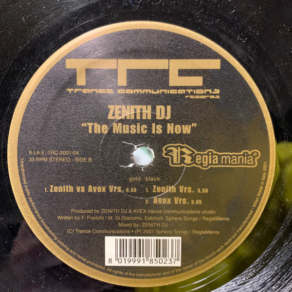 Zenith - The Music Is Now | Trance Communications Records (TRC-2001-04) - 2