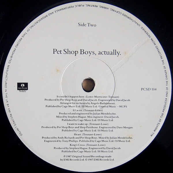 Pet Shop Boys - Actually | Parlophone (PCSD 104) - 4 Pet Shop Boys - Actually | Parlophone (PCSD 104) - 4